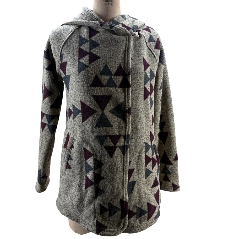 The North Face Crescent Hooded Fleece Pullover Grey Geometric Triangle Womens S